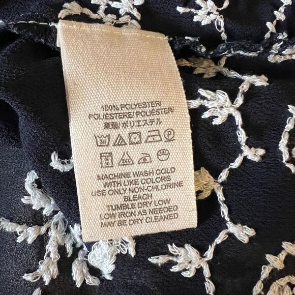 Free People Top Blouse Embroidered Oversized White Black Size XS - Picture 5 of 5